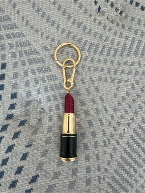 Sephora Gold Lipstick Keychain with Burgundy Tip